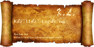 Kálló Loréna névjegykártya